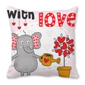 Rosa Pfirsichhaut-Kissenhülle mit Elefanten- und Herzbaum-Motiv zum Valentinstag - 45x45 cm / Pink Elephant (24)