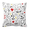 White Happy Valentine's Day peach skin pillowcase with romantic hand-drawn graffiti - Black Line Hand Drawn Graffiti (6)