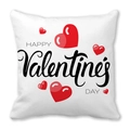 Weißer Valentinstag Kissenbezug mit Happy Valentine's Day Text und roten Herzen - HAPPY Valentine's DAY (2)