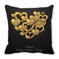 Valentine's Day pillowcase with gold glitter hearts and Happy Valentine's text - Gold Glitter Heart Group Style (9)
