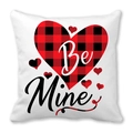 Housse de coussin Saint-Valentin avec cœur à carreaux rouges et texte Be Mine - Be Mine avec Cœur Central à Carreaux (10)