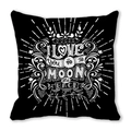 Black peach skin throw pillow with I Love You to the Moon and Back white hand-drawn script - Black White Hand-drawn Vine Phrase (30)