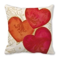 Pink Happy Valentine peach skin pillowcase with three red baroque heart patterns - Baroque Triple Hearts