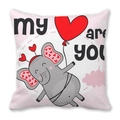 Rosa Kissenbezug mit Elefant und Herzballon sowie You Are My Love Text - 45x45 cm / Heart Elephant (25)