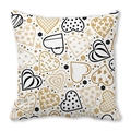Square peach skin pillowcase with black and gold heart patterns for Valentine's Day decor - Black and Gold Artistic Floral Hearts