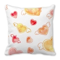 Square watercolor heart pillow cover with wings design on linen texture fabric - Warm Watercolor Winged Heart