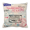Valentinstag Kissenbezug mit Vintage-Stempeln und romantischen rosa Herzmustern - Stil 8 (Beige Vintage Valentins-Poststempel XOXO)