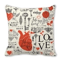 Vintage style Valentine's peach skin pillowcase with red hearts and Cupid print - Vintage Red Heart Rose Hand Drawn (7)