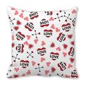 Modern Valentine's Day linen pillowcase with red hearts and Love print pattern - Modern Irregular Love Hearts
