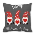 Valentinstag Kissenhülle aus Pfirsichhaut mit Zwergen und Happy Valentine’s Day Text - Punktierter Hintergrund Gnome (8) / 45x45cm