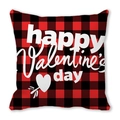 Red and black Buffalo Plaid Valentine's Day pillow cover with white heart graphic - Red Black Plaid Happy Valentine's Day Cupid Style (3)