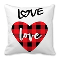 Housse de coussin blanche avec cœur à carreaux et texte LOVE pour Saint-Valentin - Lettres LOVE Cœur à Carreaux Superposé (11)
