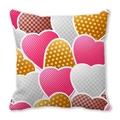 Vierkante kussensloop met overlappende hartjes in roze en goudkleurige texturen - Overlappende Veelkleurige Hart Stijl (2)
