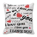 Quadratischer Kissenbezug aus Pfirsichhaut mit roten Herzen und I LOVE YOU Muster - Stil 9 (Weißer Hintergrund Rotes Herz Volldruck I LOVE YOU)