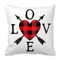 Housse de coussin LOVE avec cœur à carreaux et flèches pour la Saint-Valentin en blanc - LOVE Cœur à Carreaux avec Flèches Croisées (12)