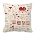Peach skin pillowcase featuring retro multilingual I Love You text and romantic heart motifs - Beige Vintage Love Phrases (8)