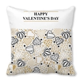 Peach skin pillowcase featuring Happy Valentine's Day text and gold heart patterns - 45cmx45cm / Style 29 (Split Heart)