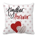 Pink polka dot throw pillowcase with 'together forever' text and dual heart design - 45x45cm / Together Forever Dots