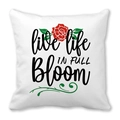 White peach skin pillowcase with red roses and live life in full bloom text design - Red Roses Bloom (28)