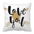 Federa in pelle di pesca con scritta Love You e motivo di cuore dorato con frecce - Love you Cuore d'Oro Freccia (5)