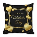 Valentine's Day square pillowcase in black with golden 3D heart pattern design - Gold 3D Heart Frame Style (12)