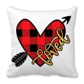 Housse de coussin en peau de pêche blanche avec cœur à carreaux et imprimé Loved - loved Mot Artistique avec Cœur Fléché (13)