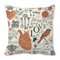 Vintage peach skin pillowcase with Cupid, heart, and rose sketches in retro romantic style - Vintage Sketch Romantic Elements (9)