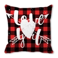 Vierkante kussenhoes met rood en zwart ruitpatroon en wit Love you hartontwerp - 45x45cm / Rood Zwart Geblokte Love You Hart Stijl (5)