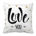 Federa in lino effetto pesca con scritta LOVE YOU nera e dettagli a cuore dorati - LOVE YOU Scrittura Nera (6)