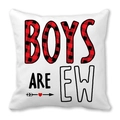 Housse de coussin LOVE en peau de pêche avec slogan BOYS ARE EW et cœur - Slogan à Carreaux BOYS ARE EW (14)