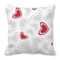 White square pillowcase with modern red and grey heart print patterns for Valentine Decor - Red Gray Modern Heart Style (5)