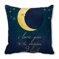 Dunkelblauer Kissenbezug mit Mond- und Sternmuster und i love you Schriftzug - Dunkelblauer Sternenhimmel Mond (11) / 45x45cm