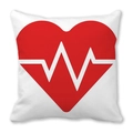 Housse de coussin carrée avec motif cœur et ligne de battement de cœur sur tissu blanc - Style Cœur Ligne ECG (20)
