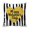 Valentinstag Kissenhülle mit schwarzen Streifen und goldenem Glitzer Herz Motiv - Schwarz Weiß Streifen Gold Glitzer Herz Stil (3)