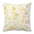Square peach skin pillowcase featuring golden patterned hearts for Valentine decor - 45x45cm / Dense Gold Texture Heart Pattern Style (27)