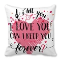 Housse de coussin carrée avec motif cœur et citation romantique pour la Saint-Valentin - Je t'aime pour toujours (2)