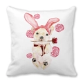 Pink Happy Valentine's Day peach skin pillowcase with watercolor French bulldog and roses - 45x45cm / French Bulldog Rose