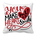 Federa per cuscino in lino bianco con scritta YOU MAKE MY HEART SMILE e cuore rosso - YOU MAKE MY HEART SMILE (8)