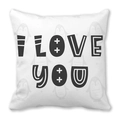 Funda de cojín de piel de melocotón con texto I Love You y diseño de pingüinos - Patrón de Pingüino I LOVE YOU (12) / 45x45cm