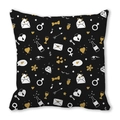 Black Happy Valentine's peach skin pillowcase with hand-drawn gold and white icons - All Over Hand Drawn Photography Symbols Style (9)