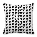 Square peach skin pillowcase featuring hand-drawn black hearts on a white background - Hand-drawn Black Equidistant Heart Style (7)