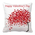 Pink Valentine's Day heart tree peach skin pillow case with Happy Valentine's Day text - 45x45cm / Heart Tree Happy Valentine's Day