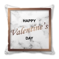 Funda de cojín marmoleada con estampado Happy Valentine's Day en color oro rosa - Textura de Mármol Happy Valentine Day (13) / 45x45cm