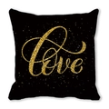 Decorative black pillowcase featuring a sparkling gold glitter Love typography design - Gold Bronzing Love Style (16)
