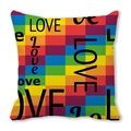 Rainbow grid peach skin pillowcase with LOVE print for Valentine decor - Rainbow Grid LOVE Print (12)