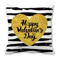 Housse de coussin Saint-Valentin avec rayures noir et blanc et cœur pailleté doré - Style Grand Coeur Pailleté Or Rayures Noir Blanc (5)