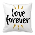 Federa per cuscino bianca con testo Love Forever e tratti dorati decorativi - love forever (10)