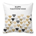 Happy Valentine's Day peach skin pillowcase featuring black and gold textured hearts - 45x45cm / Textured Hearts Happy Valentine Style (30)