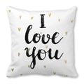 White peach skin pillowcase with I Love You text and golden heart pattern - I Love You Gold Hearts (5)
