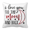 Taie d'oreiller blanche avec slogan I Love You to the Moon and Back et lune à carreaux - love you to the moon Lune à Carreaux (18)